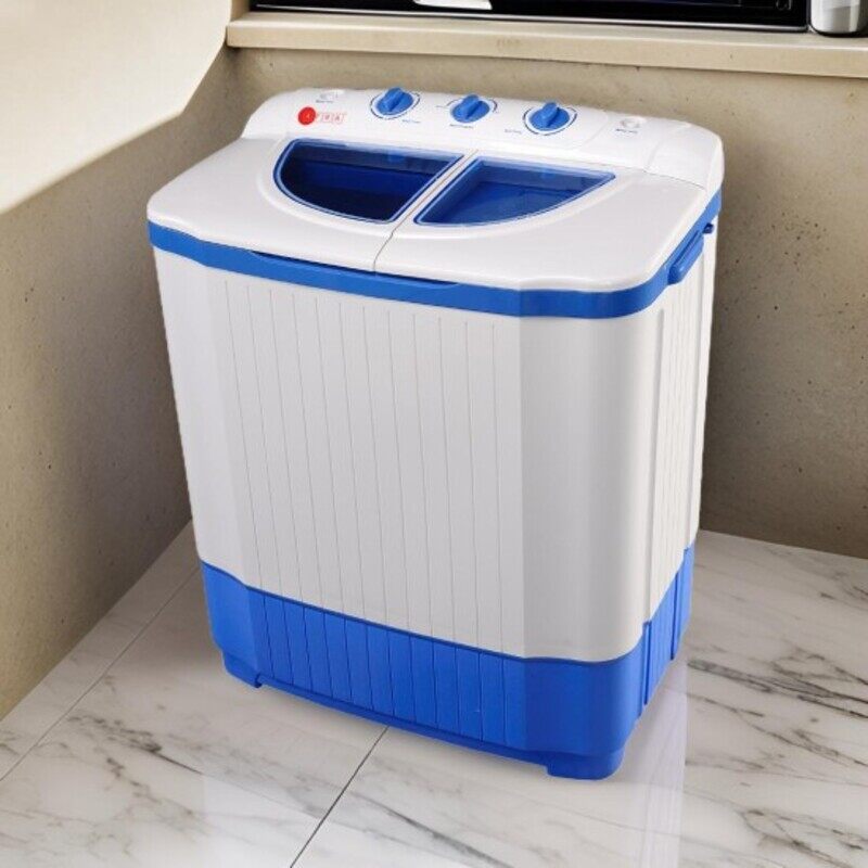 AFRA Twin Tub Top Loading Washing Machine, 6kg Capacity, White and Blue, Double Layer Body, ESMA Approved, AF-6000WMBL, 2 Years Warranty